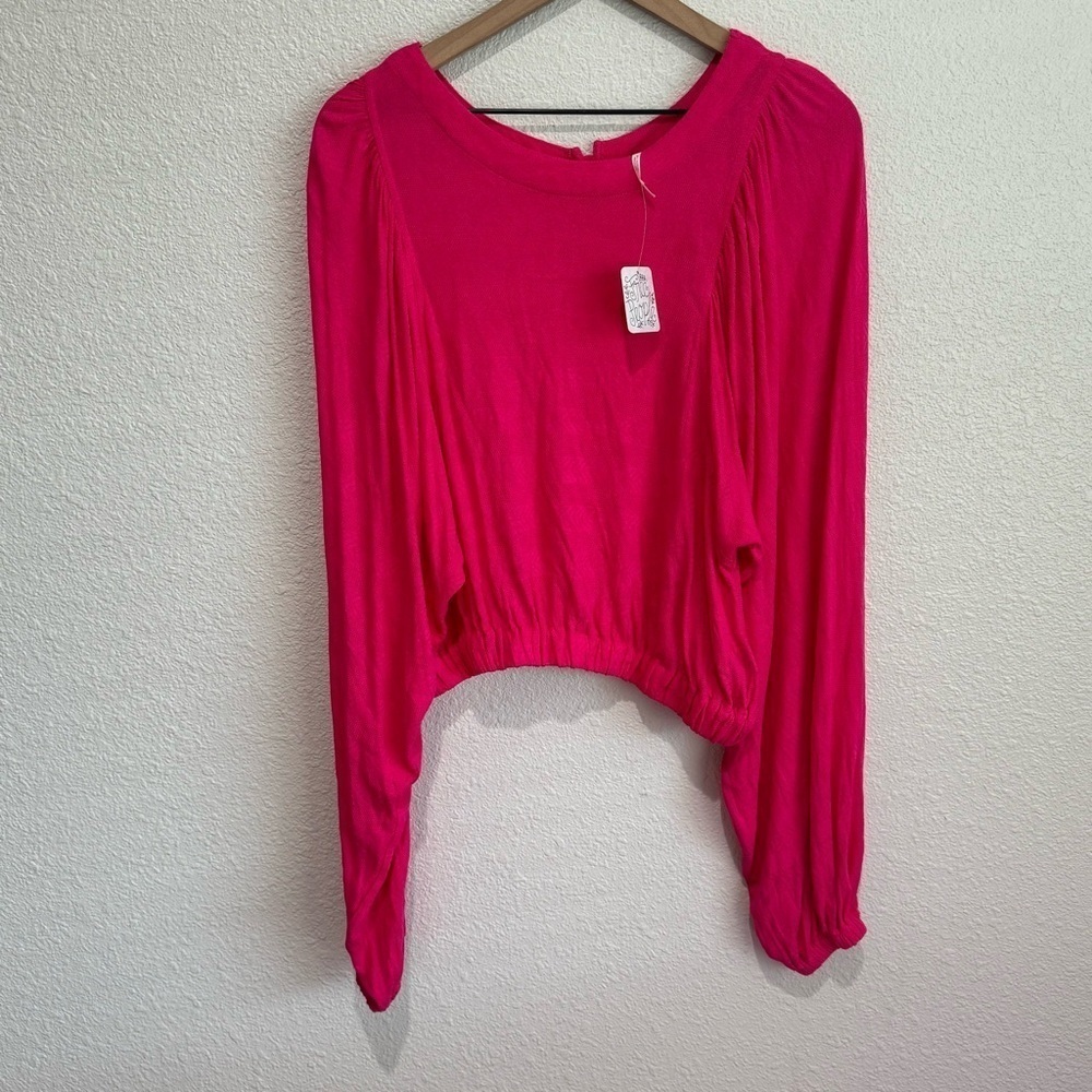 NWT‎ Free People Women's S Pink Button Back Blouse Boho Flowy Casual Minimal